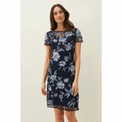 Phase Eight Blue Hanna Floral Embroidered Dress