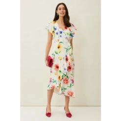 Phase Eight Cream Anthea Floral Frill Dress