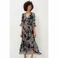 Phase Eight Womens Black Emmaline Floral Maxi Dress
