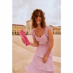 Phase Eight Purple Skyler Ruffle Plain Dress