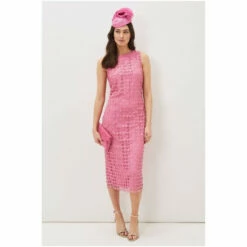 Phase Eight Pink Novah Lace Midi Dress