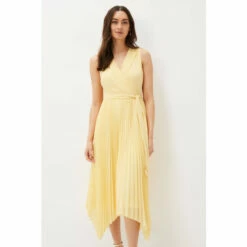 Phase Eight Yellow Petra Pleat Wrap Dress