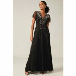 Phase Eight Black Pascale Jewelled Tulle Dress