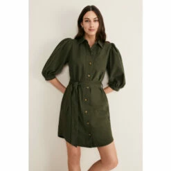 Phase Eight Green Josephine Denim Puff Dress