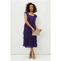 Phase Eight Purple Bailey Pleated Dress