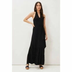 Phase Eight Valeria Black Halter Neck Jersey Maxi Dress