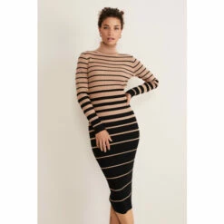 Phase Eight Bettie Ombré Colourblock Ribbed Black Dress