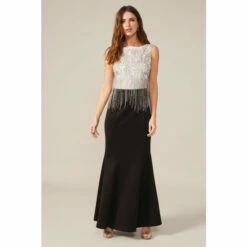 Phase Eight Black Esme Beaded Fringe Dress