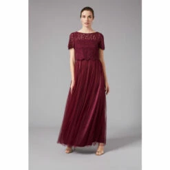 Phase Eight Red Kiera Lace Tulle Maxi Dress