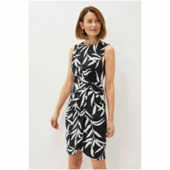 Phase Eight Blue Amber Leaf Print Fitted Jersey Dress