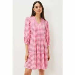 Phase Eight Pink Oona Gingham Swing Dress