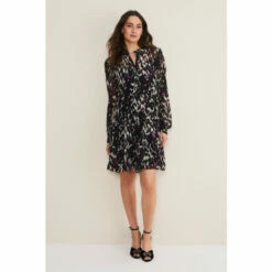 Phase Eight Black Millicent Print Tiered Dress
