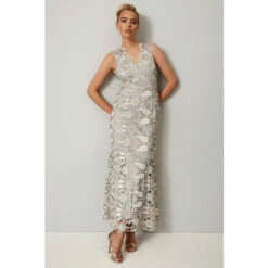 Phase Eight Grey Zoey Lace Maxi Dress