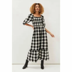Phase Eight Blue Evlin Gingham Square Neck Summer Dress
