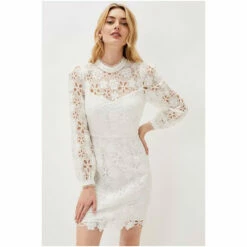 Phase Eight Cream Doris Guipure Lace Highneck Dress