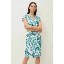 Phase Eight Blue Palms Print Jersey Dress