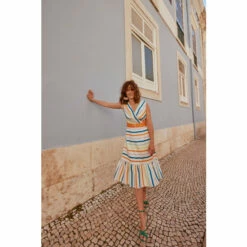 Phase Eight Natural Riley Striped Maxi Dress