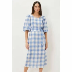 Phase Eight Blue Alina Check Midi Dress