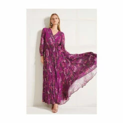 Phase Eight Purple Carmen Pleated Maxi Dress