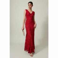 Phase Eight Red Marigold Tapework Dress