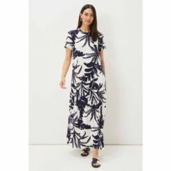 Phase Eight Cream Michaela Palm Print Summer Dress