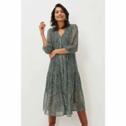 Phase Eight Womens Green Penele Ditsy Print Chiffon Midi Dress