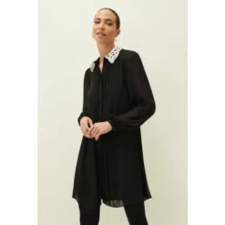 Phase Eight Black Norah Collar Detail Swing Dress