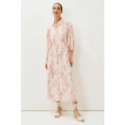 Phase Eight White Tana Coral Printed Midi Dress