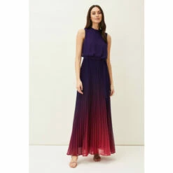Phase Eight Purple Lily Dip Dye Pleated Dress