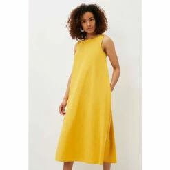 Phase Eight Yellow Sheila Trapeze Open Back Linen Dress