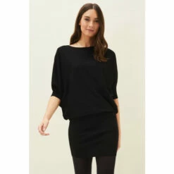 Phase Eight Black Becca Batwing Knitted Dress