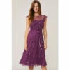 Phase Eight Purple Cortine Embellished Tiered Dress