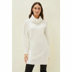 Phase Eight White Nisha Rollneck Jumper Dress