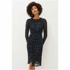 Phase Eight Blue Emilia Spot Mesh Dress