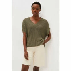 Phase Eight Green Lizzia V-Neck Chunky Switch Knit Jumper
