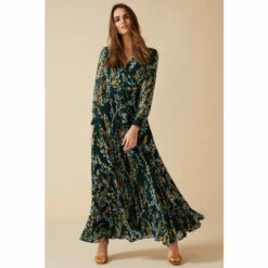 Phase Eight Green Carmen Pleated Maxi Dress
