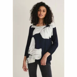 Phase Eight Blue Linda Flower Print Knit Jumper