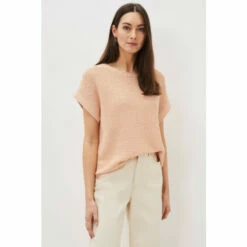 Phase Eight Pink Lisa Short Sleeve Tape Knit Jumper