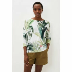 Phase Eight Green Johanna Palm Print Knit Jumper