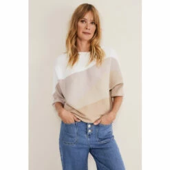 Phase Eight Pink Henly Contour Colourblock Knit Jumper