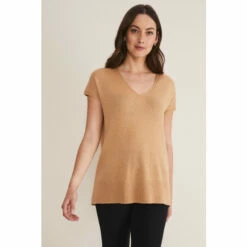 Phase Eight Natural Neutral Safin V-Neck Wool Blend Knitted Vest