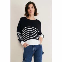 Phase Eight Blue Bella Wool Mix Cosy Stripe Jumper