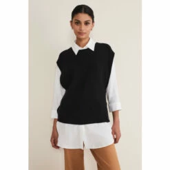 Phase Eight Liv Black Knitted Tabbard Vest