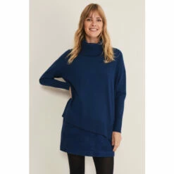 Phase Eight Blue Katya Cosy Asymmetric Knit Jumper