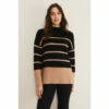 Phase Eight Romy Cosy Stripe Colourblock Knit Black Jumper