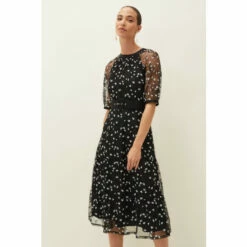 Phase Eight Black Freja Embroidered Dress