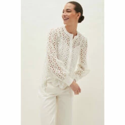 Phase Eight White Evianna Broderie Blouse