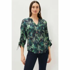 Phase Eight Blue Ellyn Tropical Print Blouse