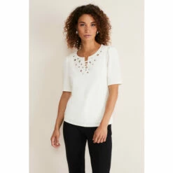 Phase Eight Cream Kailee Eyelet Top