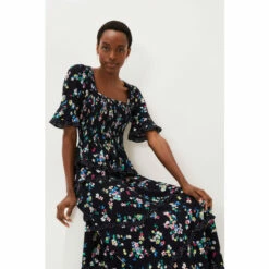 Phase Eight Black Hudson Floral Co-Ord Blouse